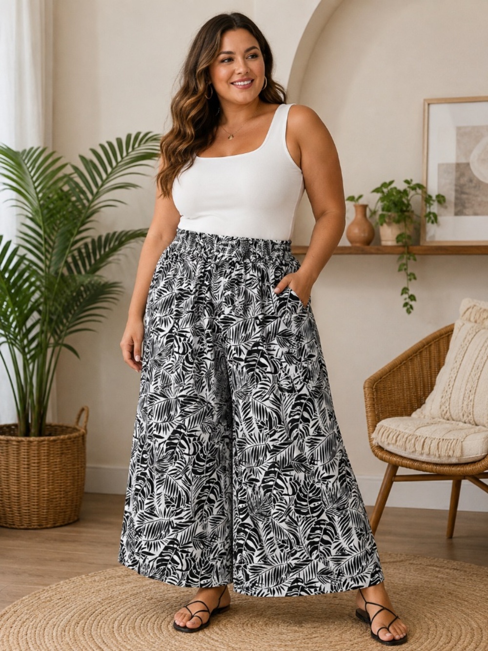 Classic Concepts Women’s Wide-leg Summer Pull On Pants Size 2XL